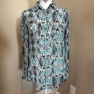 Two by Vince Camuto sheer animal print blouse